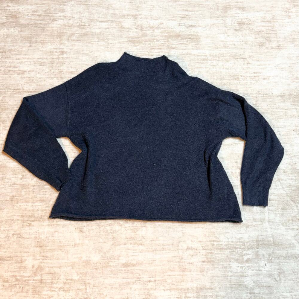 Leith Women’s Large Blue Mock Neck Long Sleeve Pullover Sweater Basic Academia